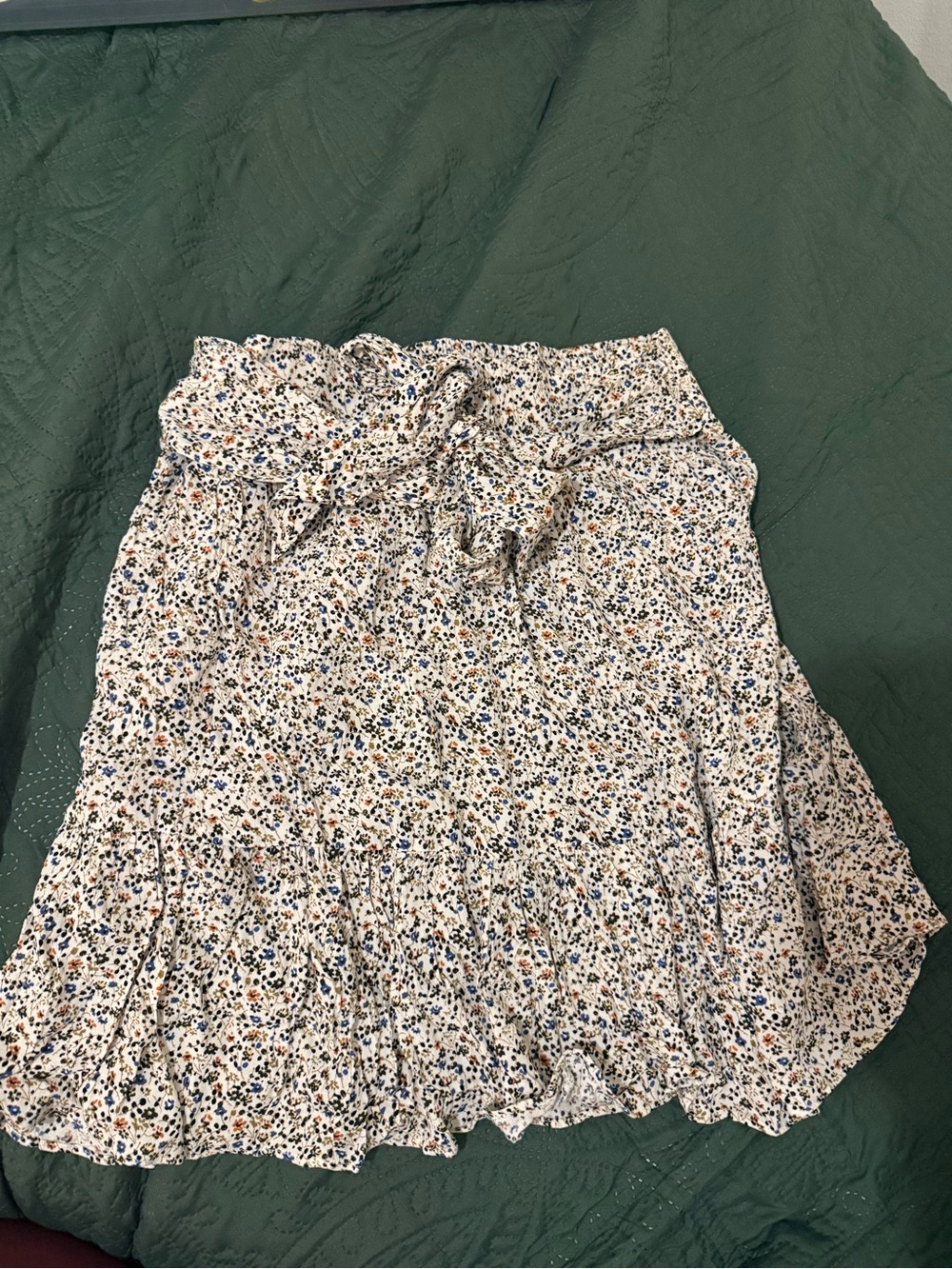 Madewell Cream Mini Skirt with Blue and Brown Ditsy Floral